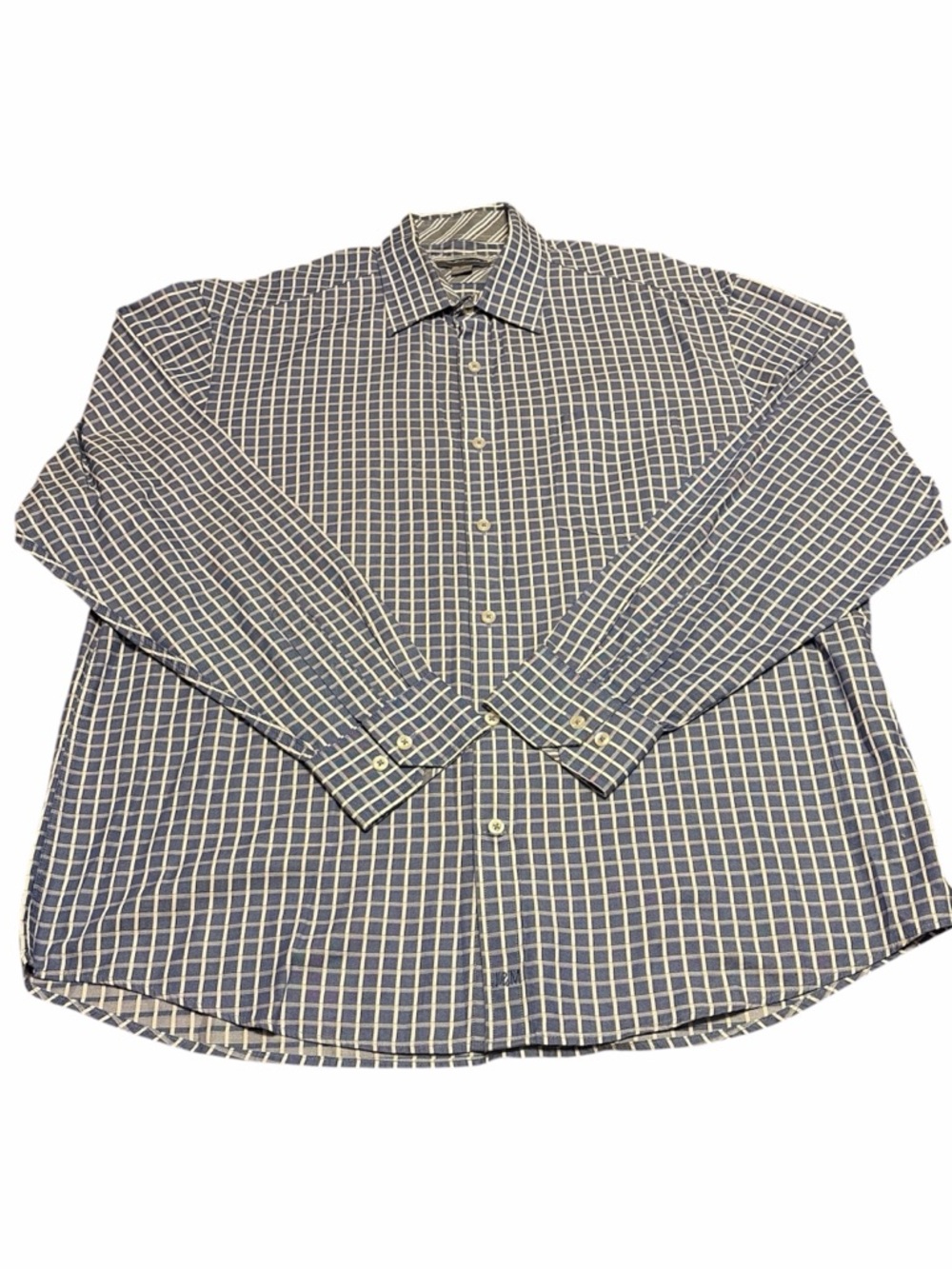Johnston & Murphy Navy and White Grid Dress Shirt